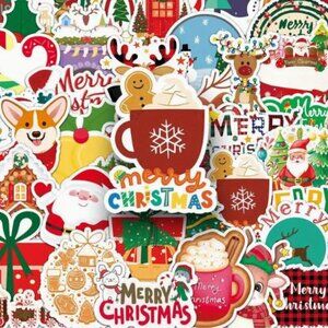 50PC Christmas Stickers Set Holiday Stationary for Cards Stickers